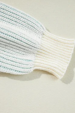 Best Dear-Lover Colorblock Textured Knit Bubble Sleeve Sweater Multicolour