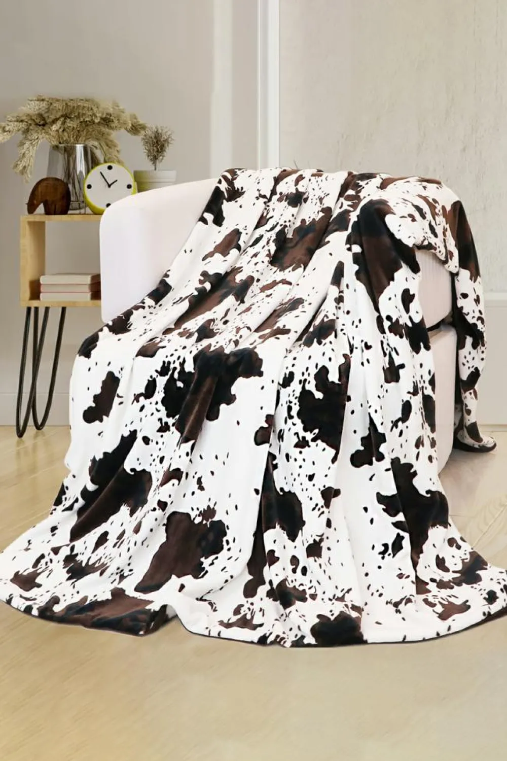 Hot Dear-Lover Cow Spots Plush Blanket Multicolour