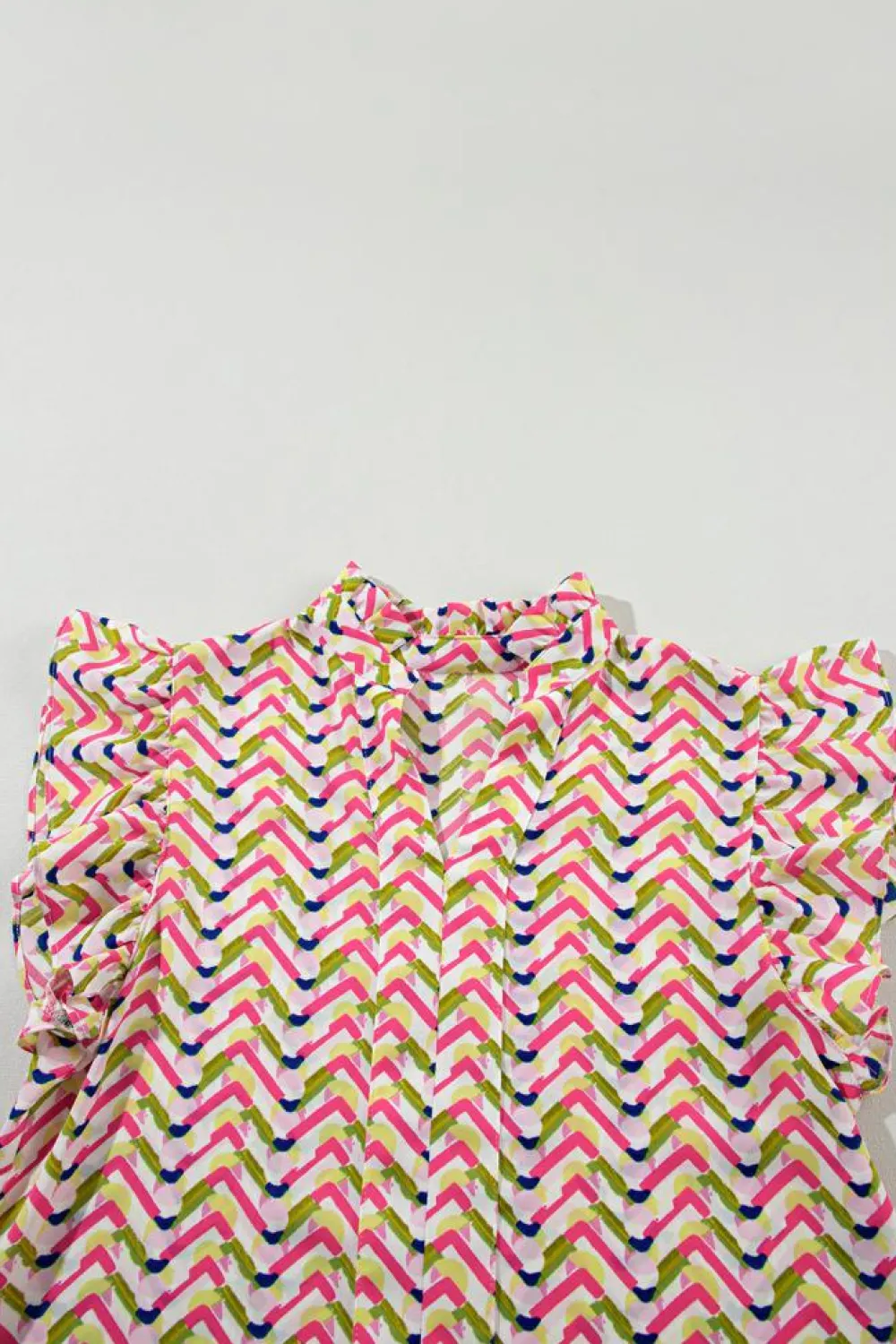 Outlet Dear-Lover Floral Ruffled Sleeve V Neck Summer Blouse Multicolour