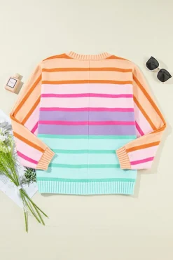 Outlet Dear-Lover Gradient Ribbed Edge Loose Sweater Multicolour