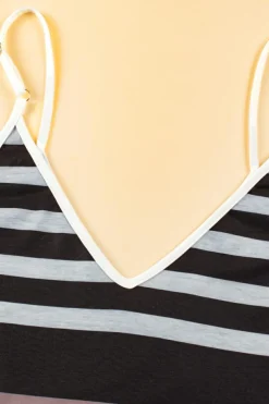 Hot Dear-Lover Mixed Stripes Spaghetti Straps V Neck Maxi Dress Multicolour