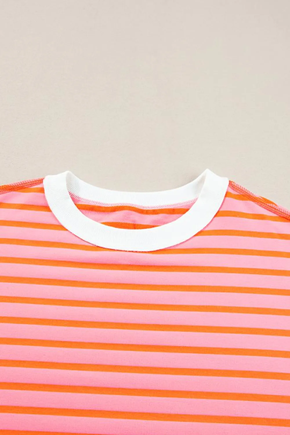 Best Dear-Lover Oversized Contrast Trim Exposed Seam High Low T Shirt Multicolour
