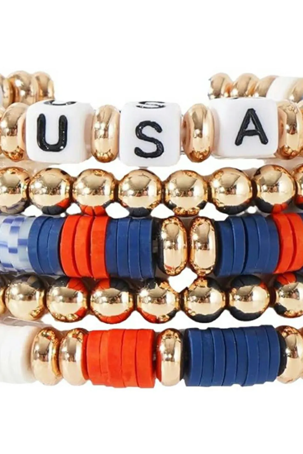 Best Dear-Lover 5pcs USA Independence Day Beaded Bracelet Set Multicolour