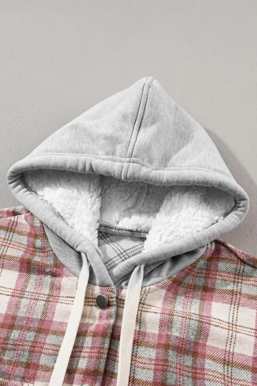 Best Dear-Lover Plaid Flap Pocket Hooded Raw Hem Jacket Multicolour