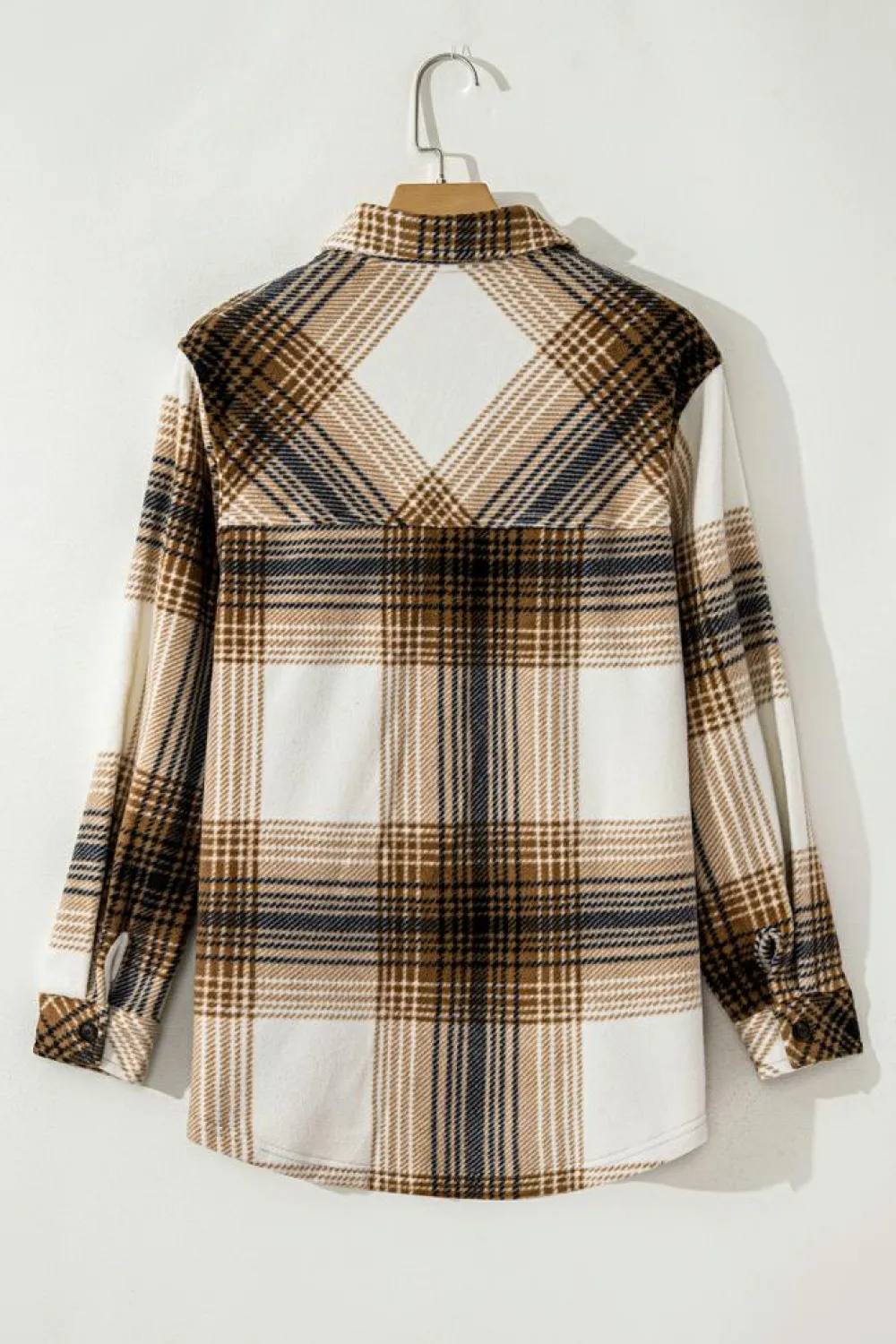 Best Dear-Lover Plaid Print Flap Pocket Button Up Shacket Multicolour