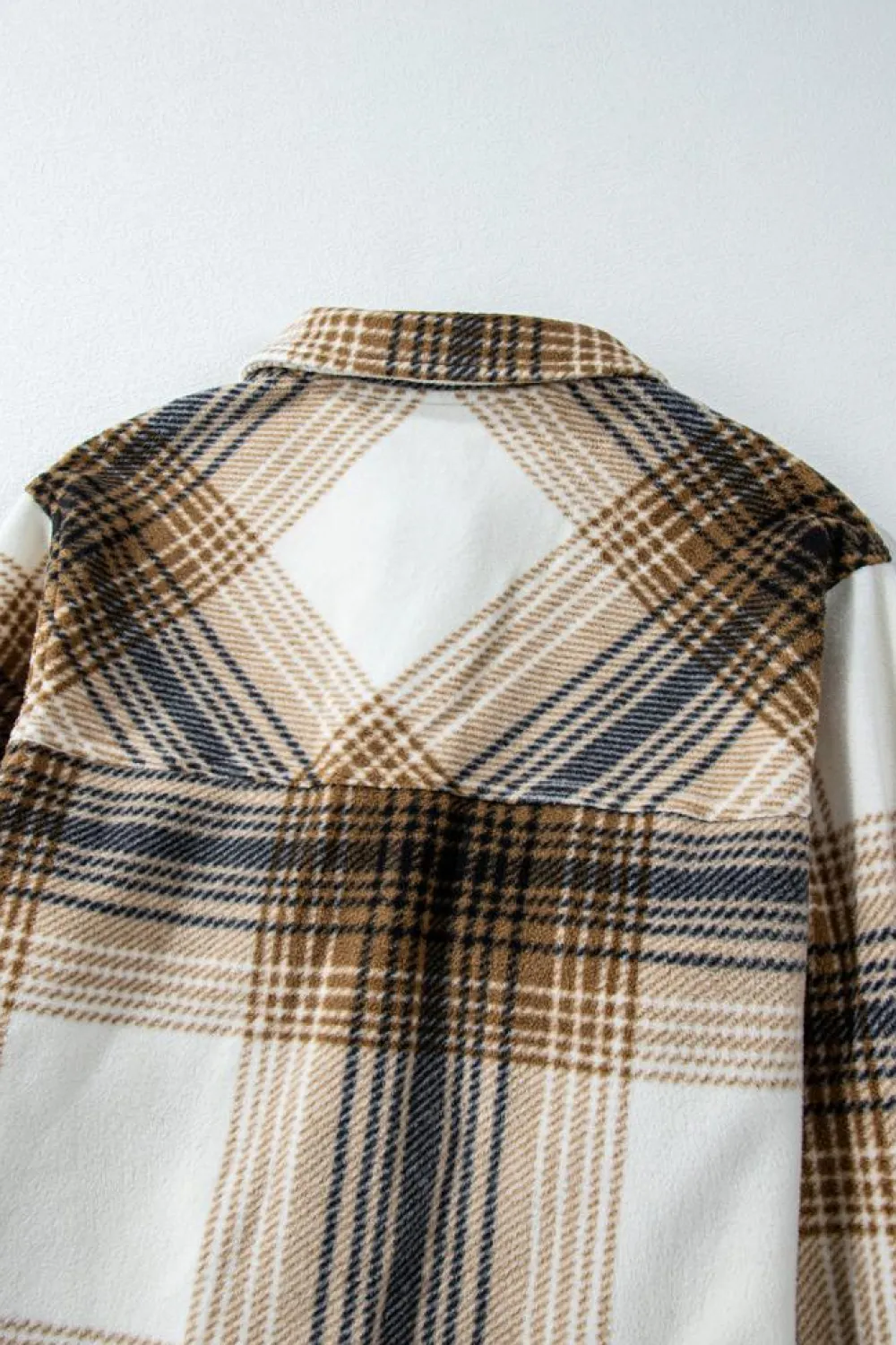 Best Dear-Lover Plaid Print Flap Pocket Button Up Shacket Multicolour