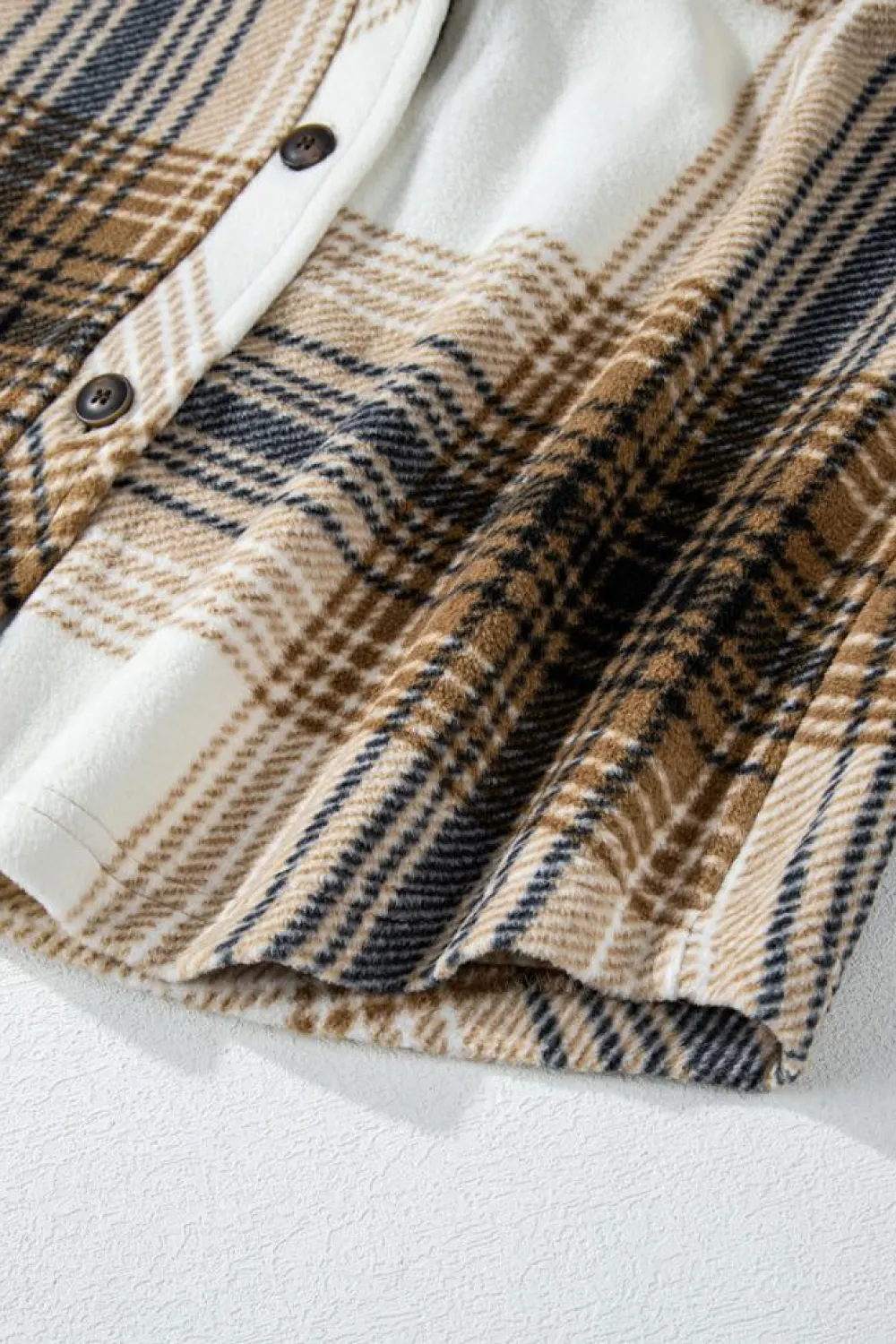 Best Dear-Lover Plaid Print Flap Pocket Button Up Shacket Multicolour