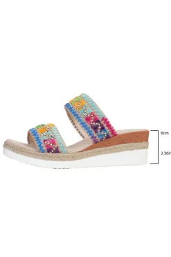 Sale Dear-Lover Random Color Crochet Dual Band Wedge Slippers Multicolour