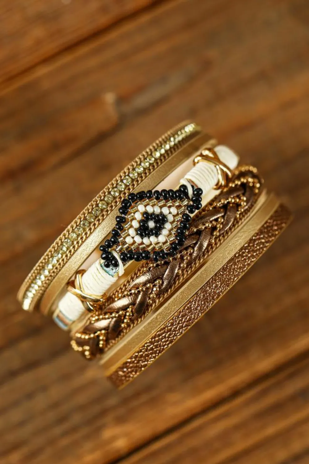 Online Dear-Lover Rhinestone Beaded Magnetic Buckle Bracelet Multicolour