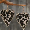 Discount Dear-Lover Rhinestone Edge Leopard Print Heart Shape Earrings Multicolour