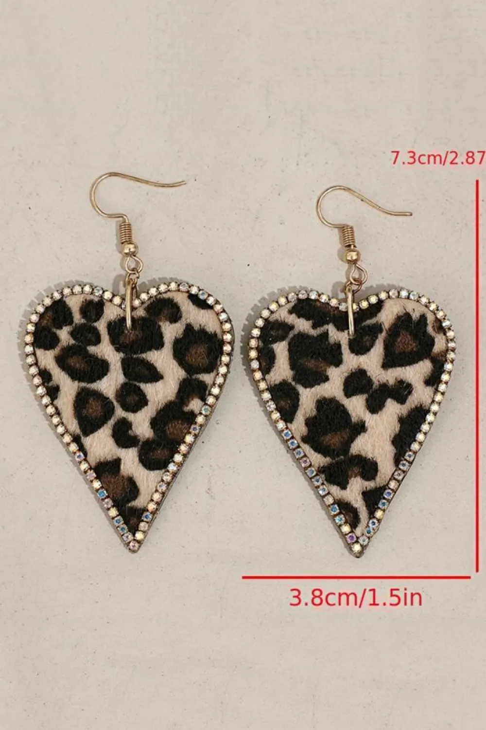 Discount Dear-Lover Rhinestone Edge Leopard Print Heart Shape Earrings Multicolour