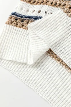 Outlet Dear-Lover Striped Hollow Out Half Sleeve Knitted Sweater Multicolour