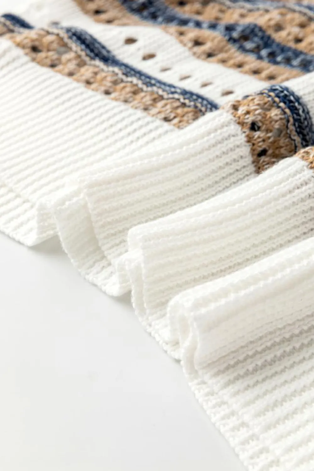 Outlet Dear-Lover Striped Hollow Out Half Sleeve Knitted Sweater Multicolour