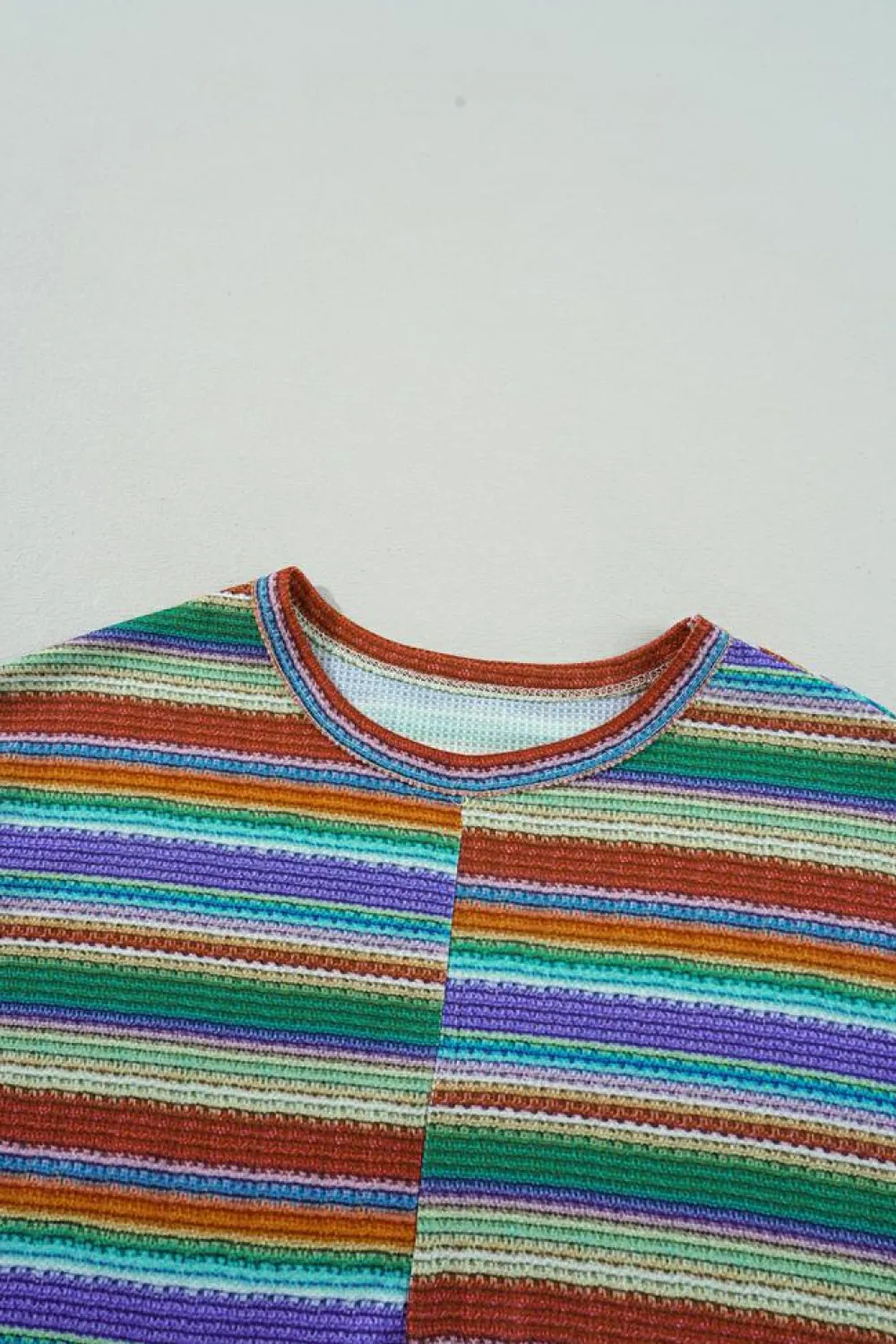 Hot Dear-Lover Striped Pattern Twist Hem Short Sleeve Top Multicolour