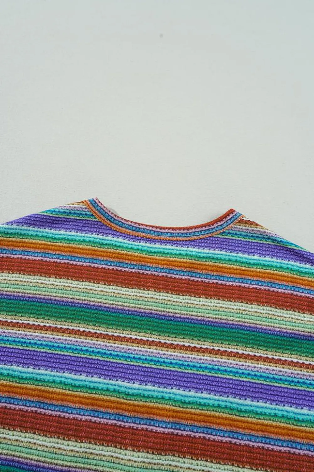 Hot Dear-Lover Striped Pattern Twist Hem Short Sleeve Top Multicolour