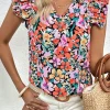 Fashion Dear-Lover Tiered Ruffled Sleeve Floral Blouse Multicolour