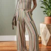 Hot Dear-Lover Vertical Striped Smocked Cami Top Wide Leg Pants Set Multicolour