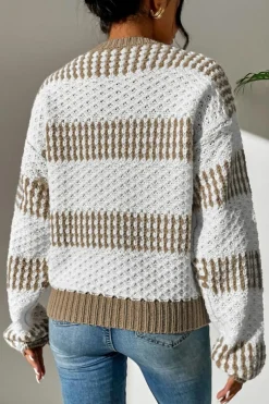 Discount Dear-Lover Vertical Stripes Two Tones Drop Shoulder Sweater Multicolour