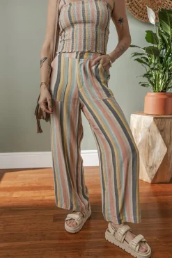 Hot Dear-Lover Vertical Striped Smocked Cami Top Wide Leg Pants Set Multicolour
