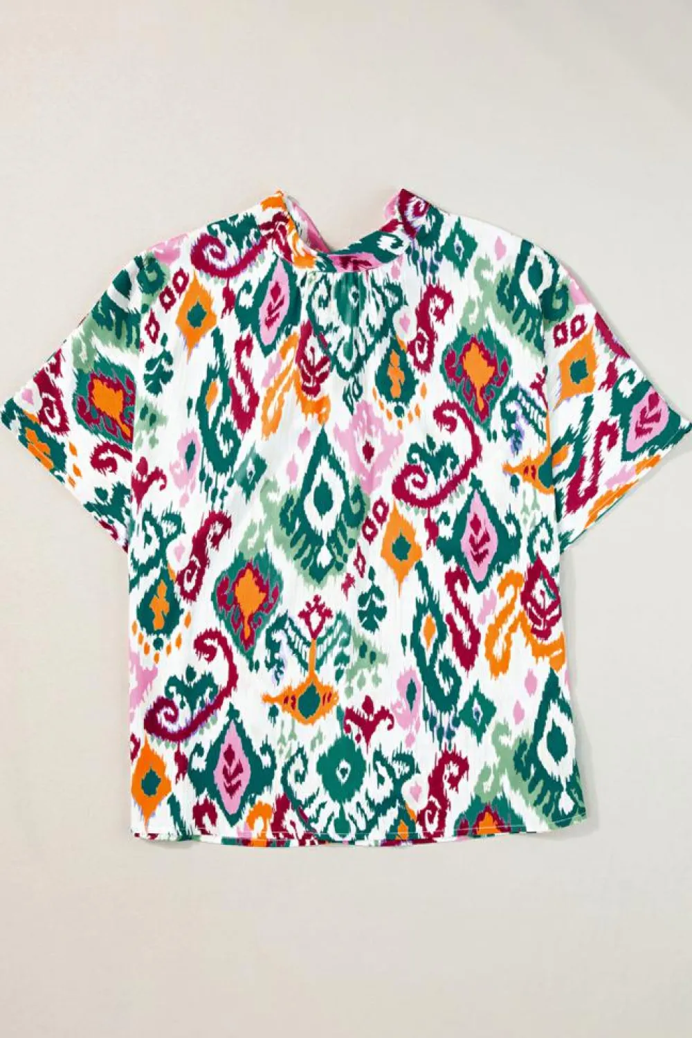 New Dear-Lover Western Print High Neck Bat Sleeve Blouse Multicolour