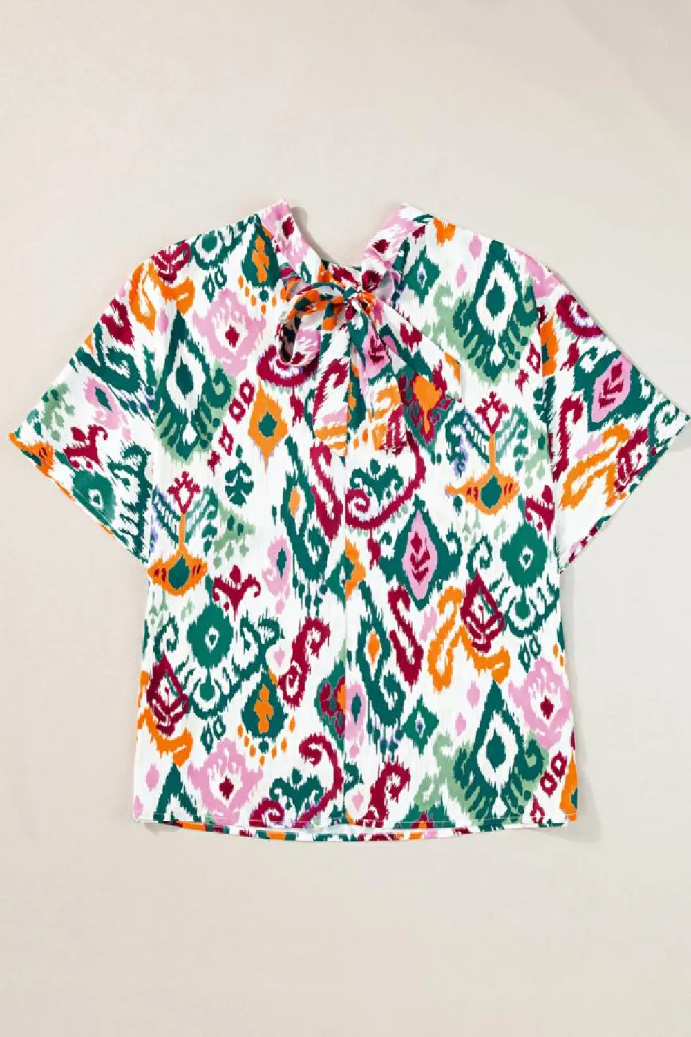 New Dear-Lover Western Print High Neck Bat Sleeve Blouse Multicolour