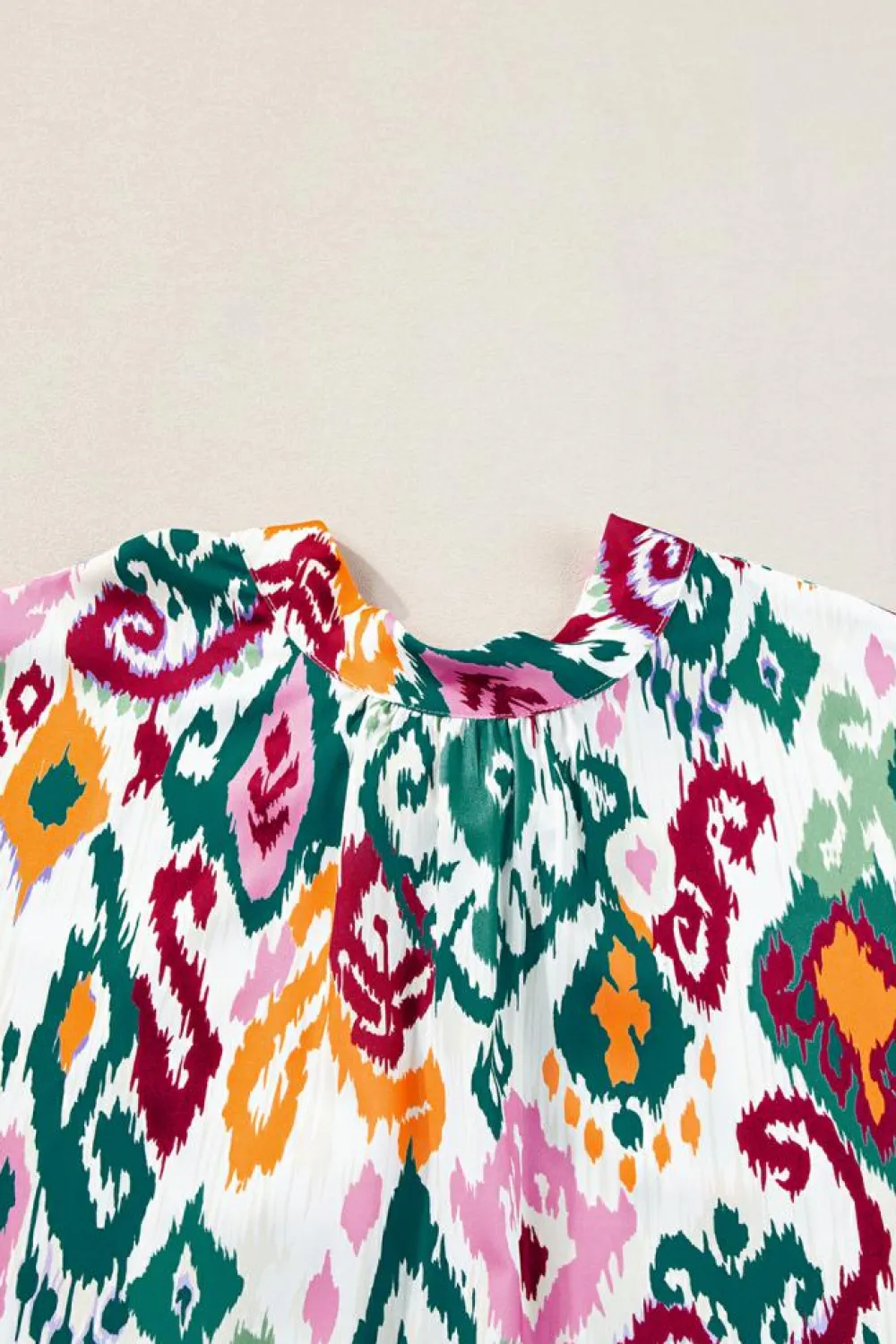 New Dear-Lover Western Print High Neck Bat Sleeve Blouse Multicolour