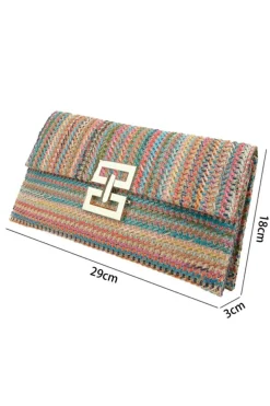 Fashion Dear-Lover Woven Metal Clasp Flap Handbag Multicolour