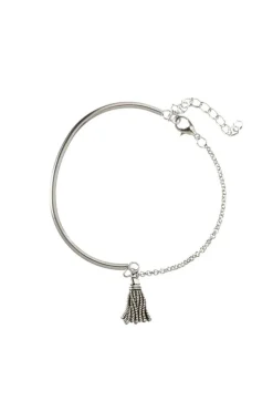 Clearance Dear-Lover Multilayer Chain Disc Tassel Pendant y Bracelet Set Silver