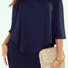 Discount Dear-Lover Multiple Dressing Layered Dark Blue Mini Poncho Dress Navy Blue
