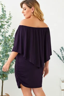 Discount Dear-Lover Multiple Dressing Layered Mini Poncho Dress Purple