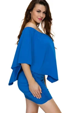 Outlet Dear-Lover Multiple Dressing Layered Mini Poncho Dress Blue