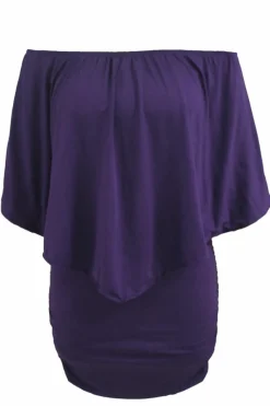 Discount Dear-Lover Multiple Dressing Layered Mini Poncho Dress Purple