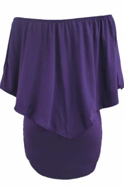 Discount Dear-Lover Multiple Dressing Layered Mini Poncho Dress Purple