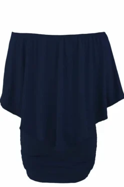 Discount Dear-Lover Multiple Dressing Layered Dark Blue Mini Poncho Dress Navy Blue