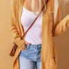 Online Dear-Lover Knit Texture Long Cardigan Mustard