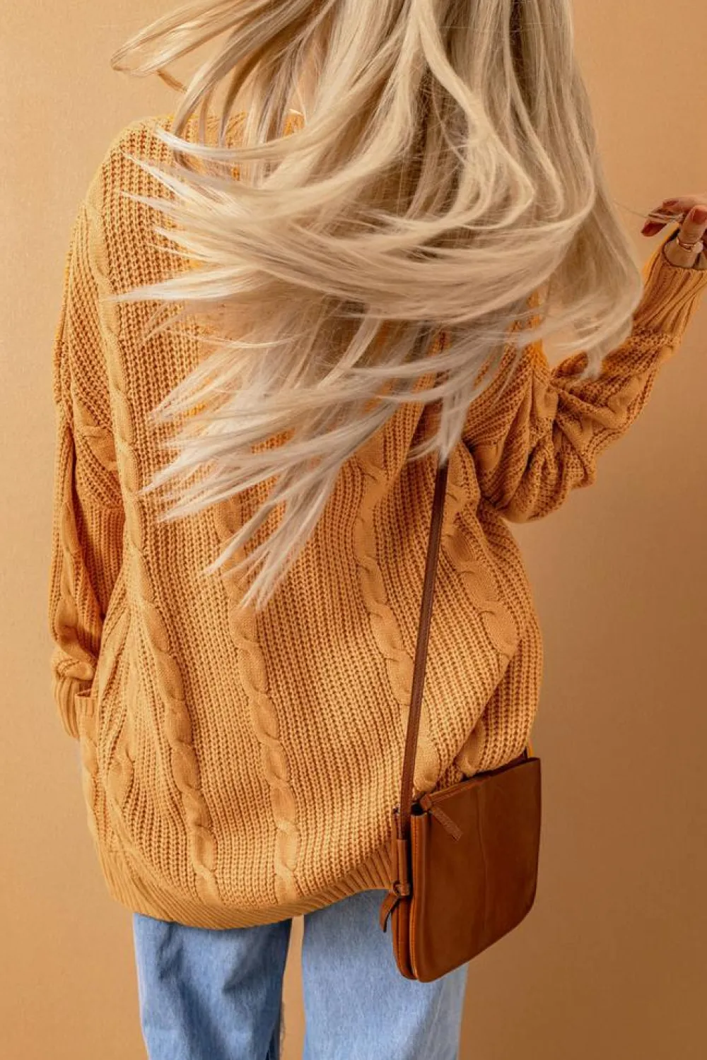 Online Dear-Lover Knit Texture Long Cardigan Mustard