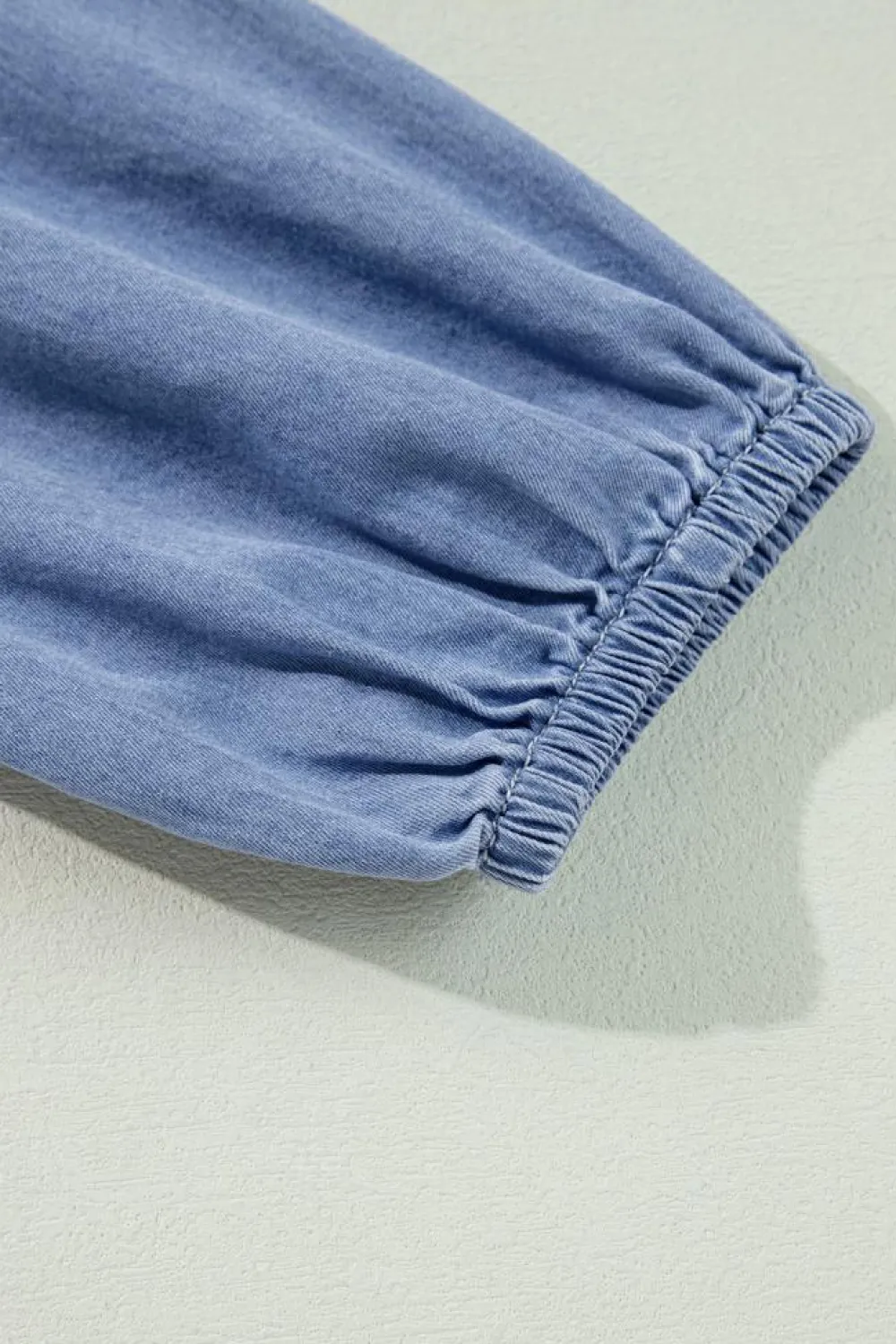 Clearance Dear-Lover Chambray Deep V Neck Bracelet Sleeve Maxi Dress Myosotis