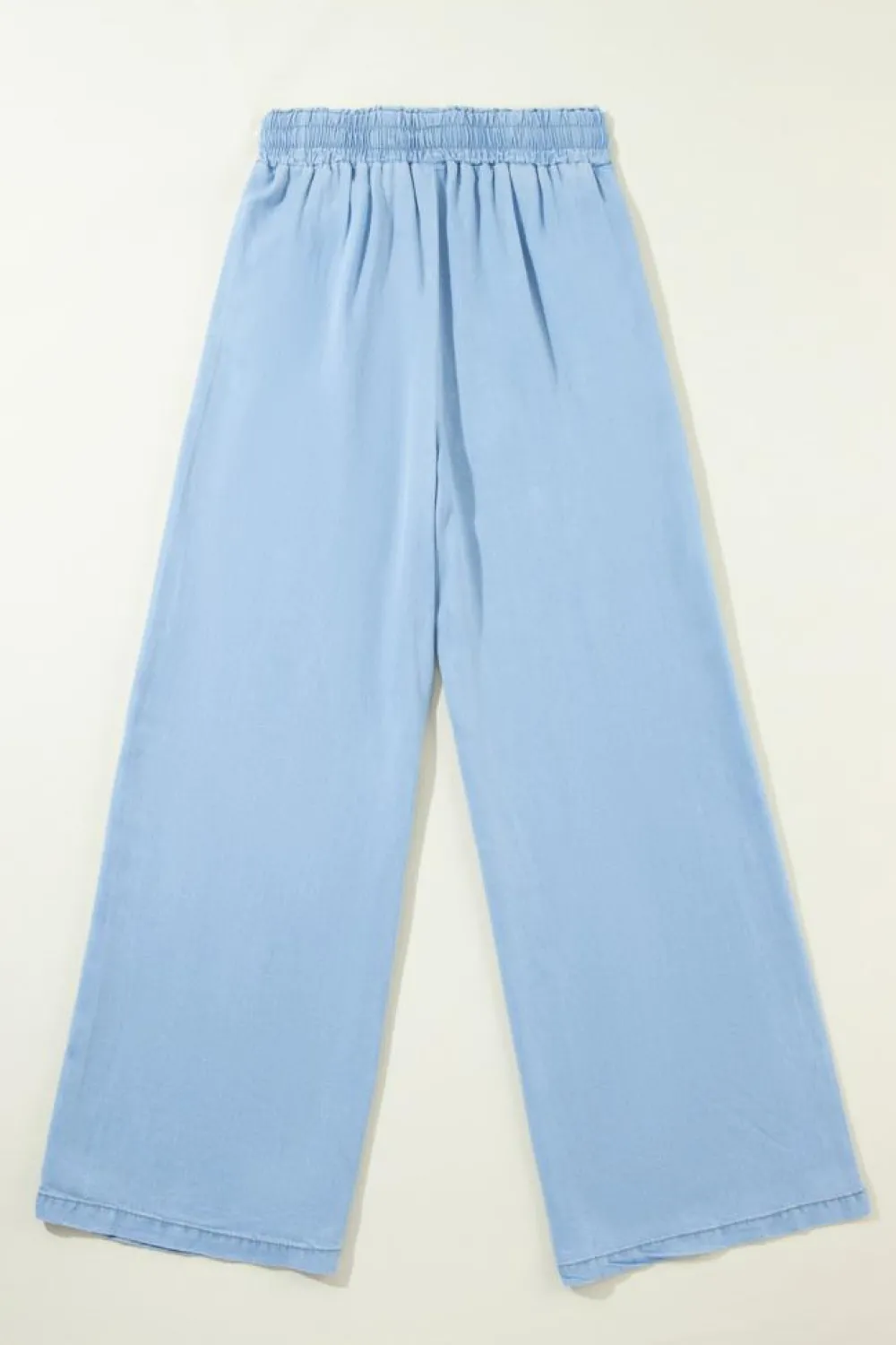 Online Dear-Lover Drawstring High Waist Wide Leg Denim Pants Myosotis