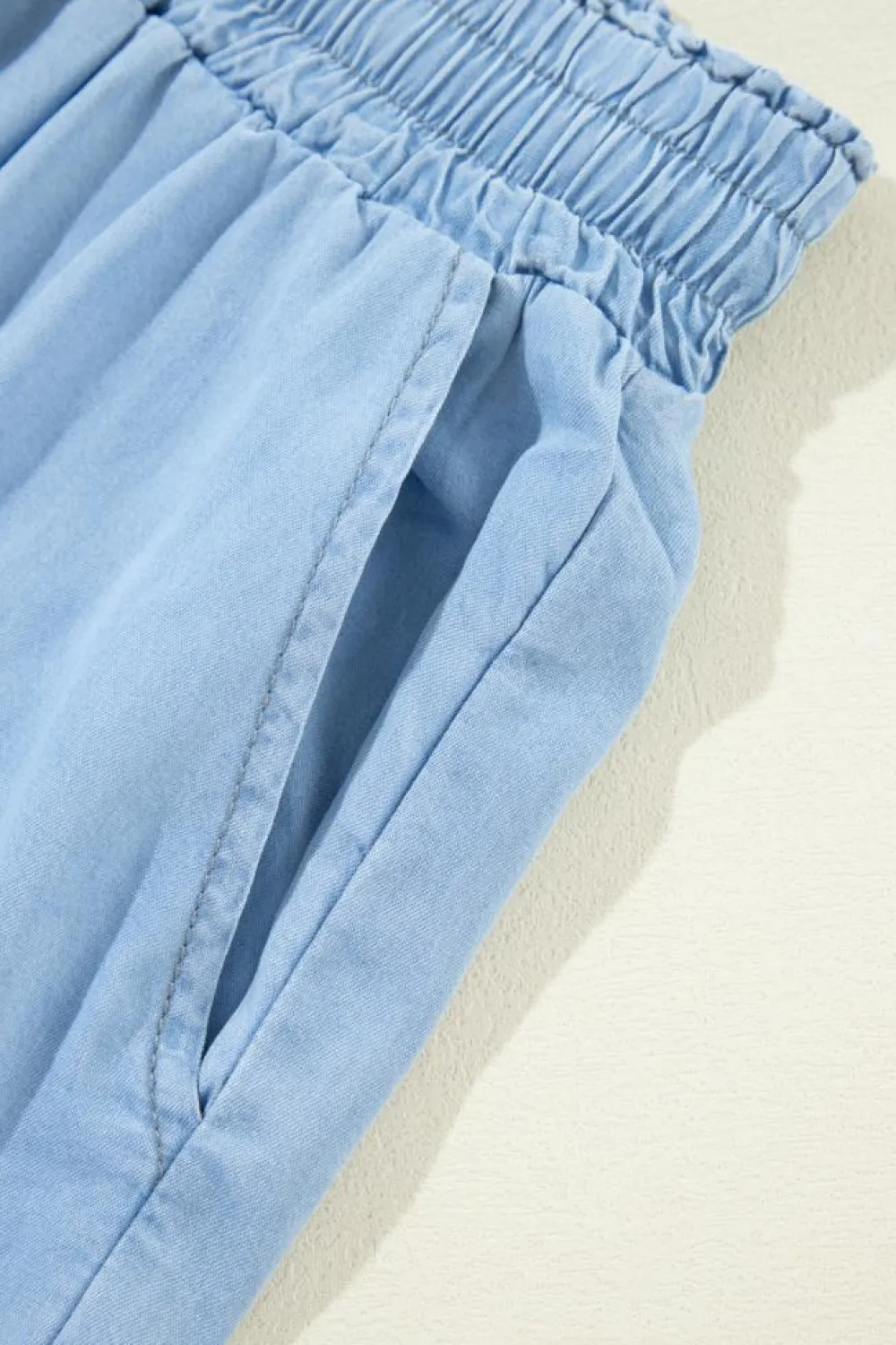 Online Dear-Lover Drawstring High Waist Wide Leg Denim Pants Myosotis