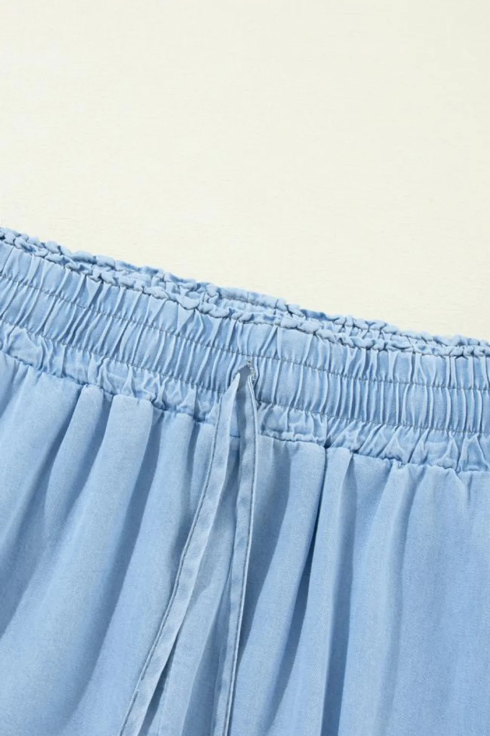 Online Dear-Lover Drawstring High Waist Wide Leg Denim Pants Myosotis