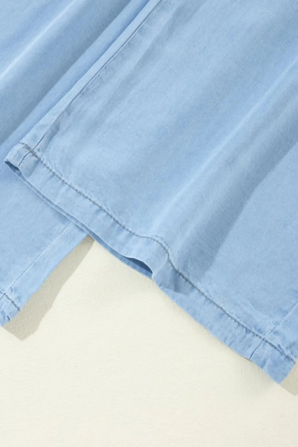 Online Dear-Lover Drawstring High Waist Wide Leg Denim Pants Myosotis