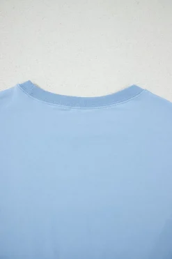 Clearance Dear-Lover Flag Bow Graphic Crewneck Tee Myosotis