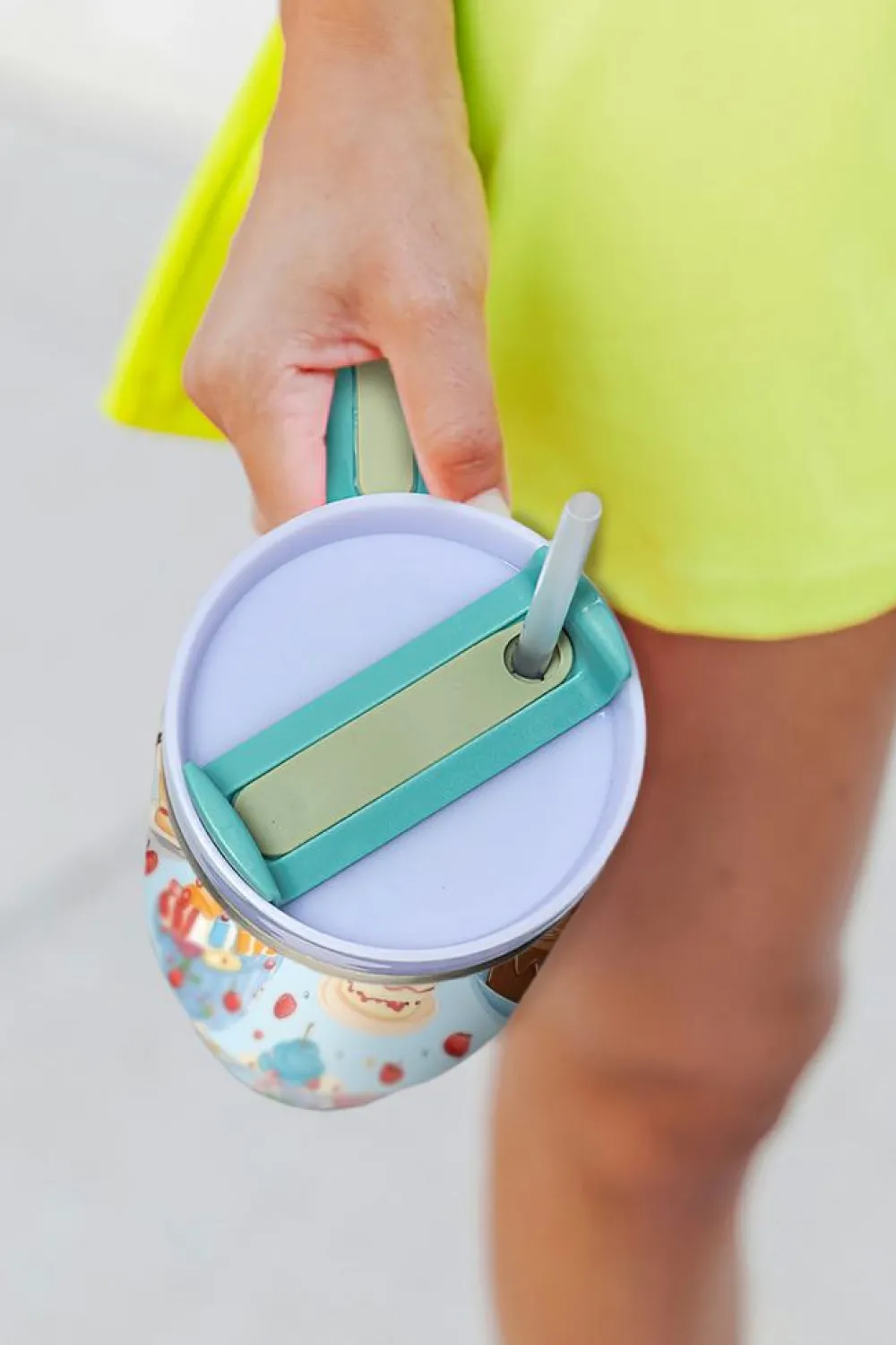 Best Dear-Lover Fruit Cake Pattern Vacuum Cup with Handle 40oz Myosotis