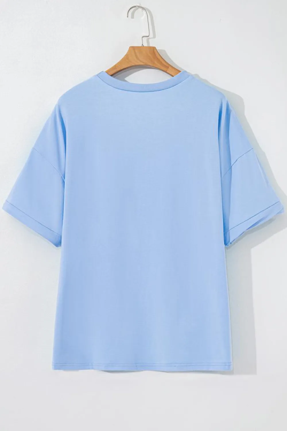 Outlet Dear-Lover TEXAS Bow Graphic Half Sleeve Drop Shoulder Loose Tee Myosotis