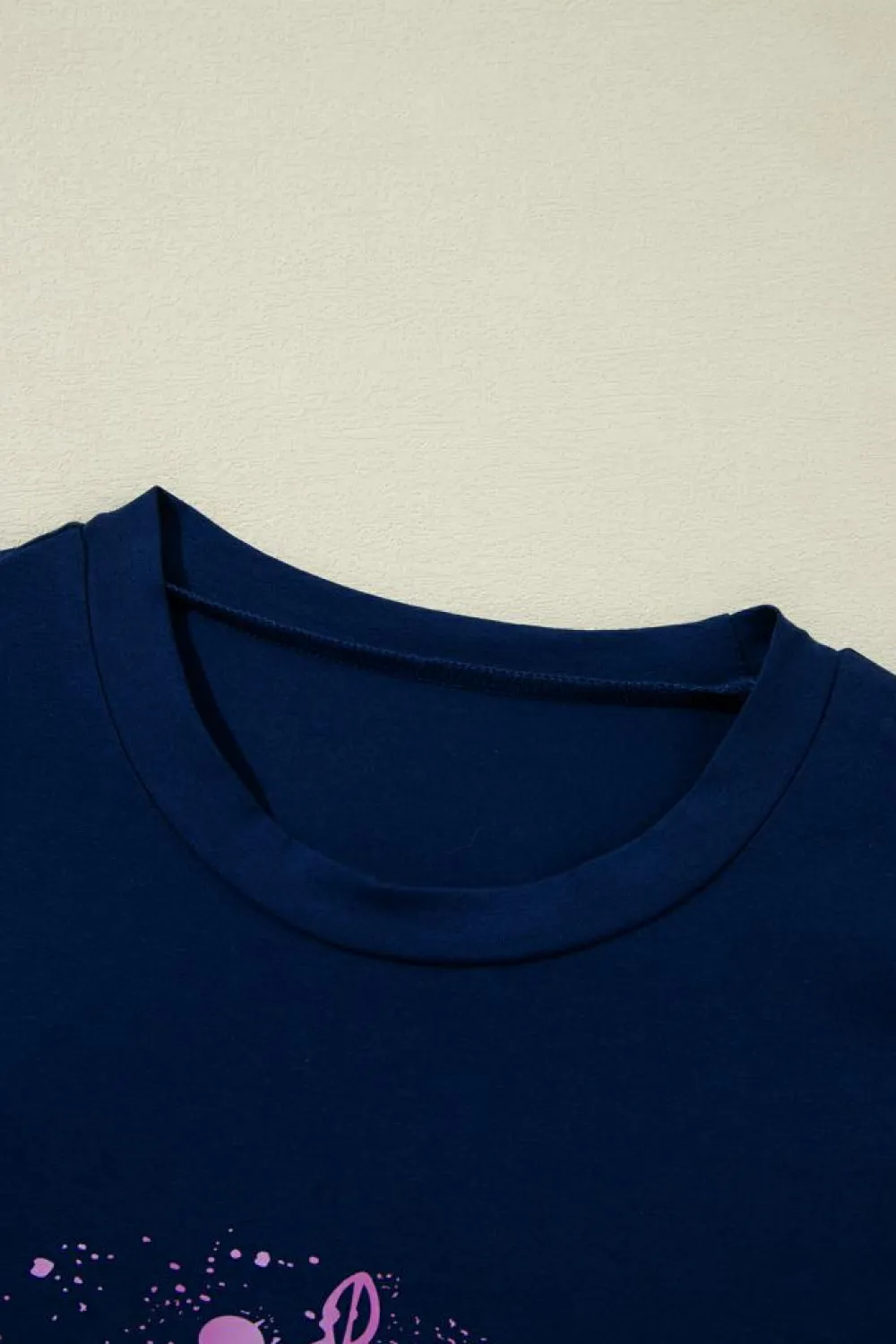 Online Dear-Lover Crown Graphic Crew Neck T Shirt Navy Blue
