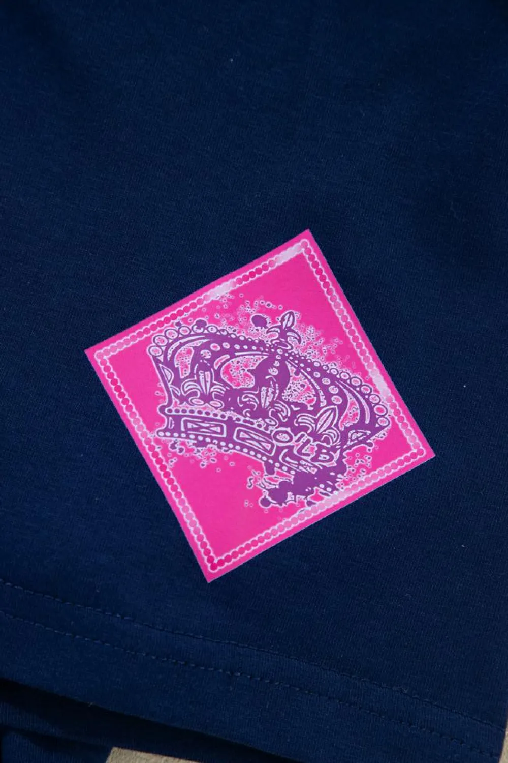 Online Dear-Lover Crown Graphic Crew Neck T Shirt Navy Blue