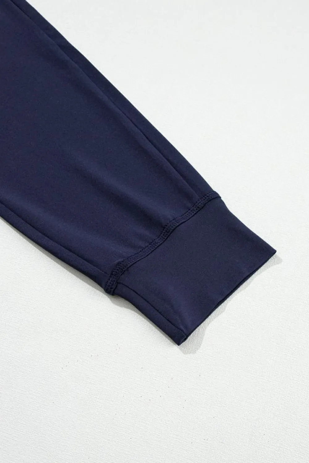 Fashion Dear-Lover Drawstring Waist Pocketed Joggers Navy Blue