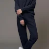 Outlet Dear-Lover Fold Down Collar Pullover and Joggers Tracksuit Navy Blue
