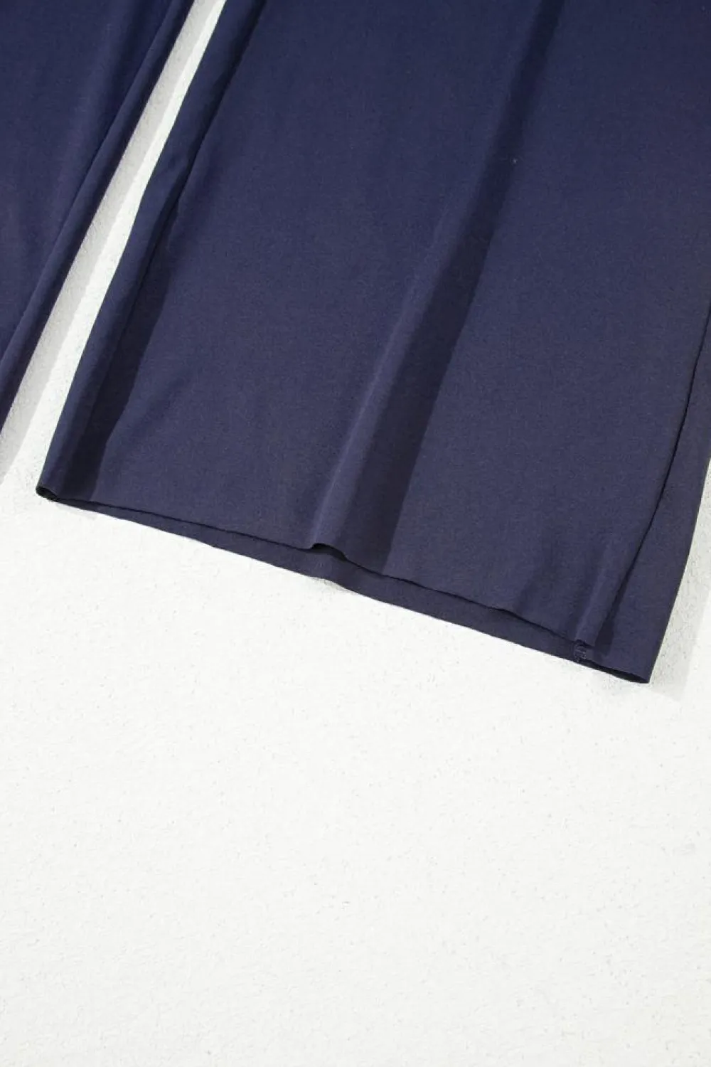 Hot Dear-Lover Raw Hem Loose Tee and Wide Leg Pants Set Navy Blue