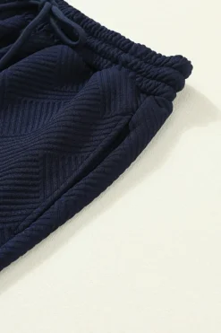 Hot Dear-Lover Ultra Loose Textured 2pcs Slouchy Outfit Navy Blue